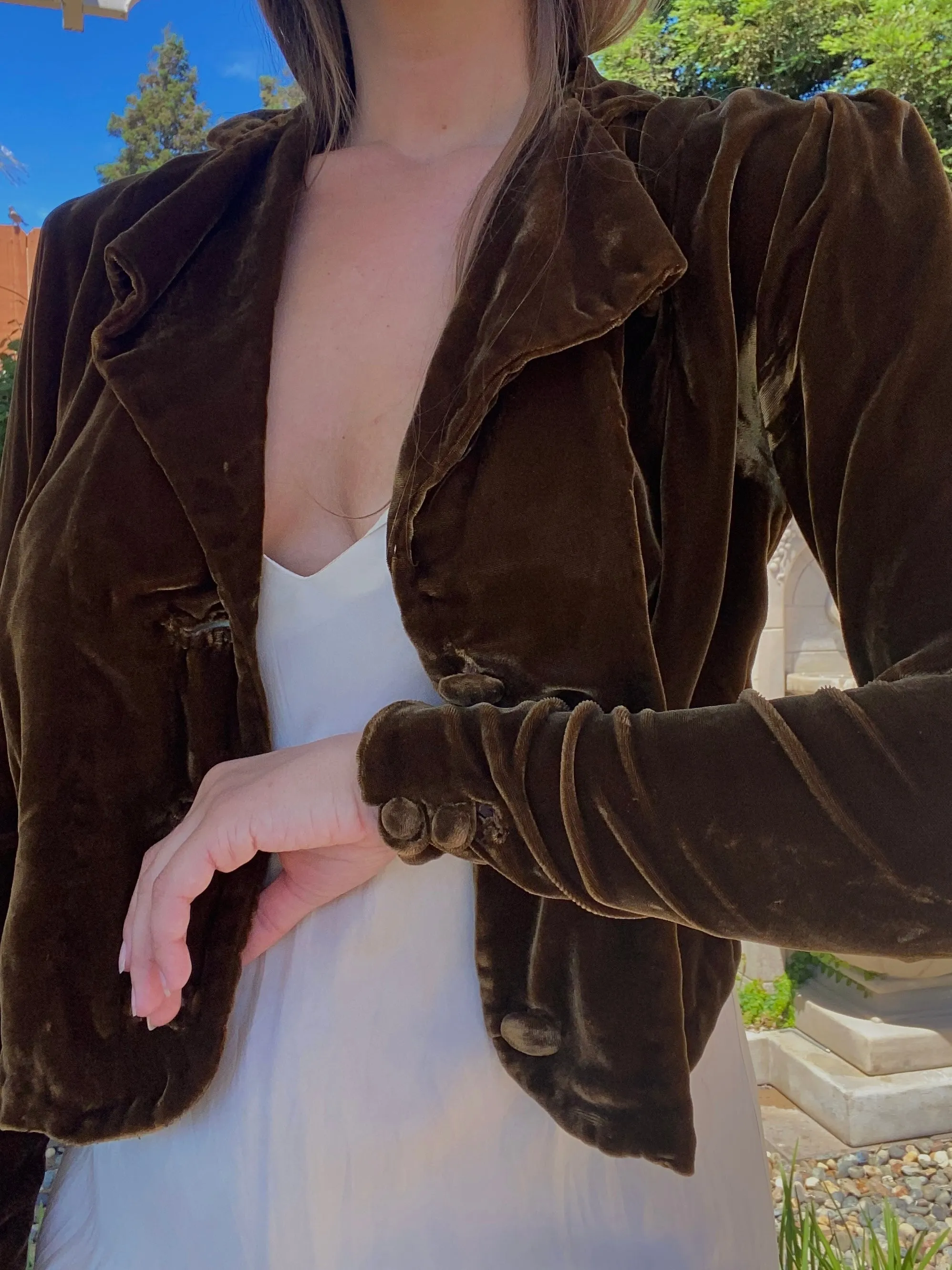 30s/40s Golden Brown Crushed Velvet Jacket