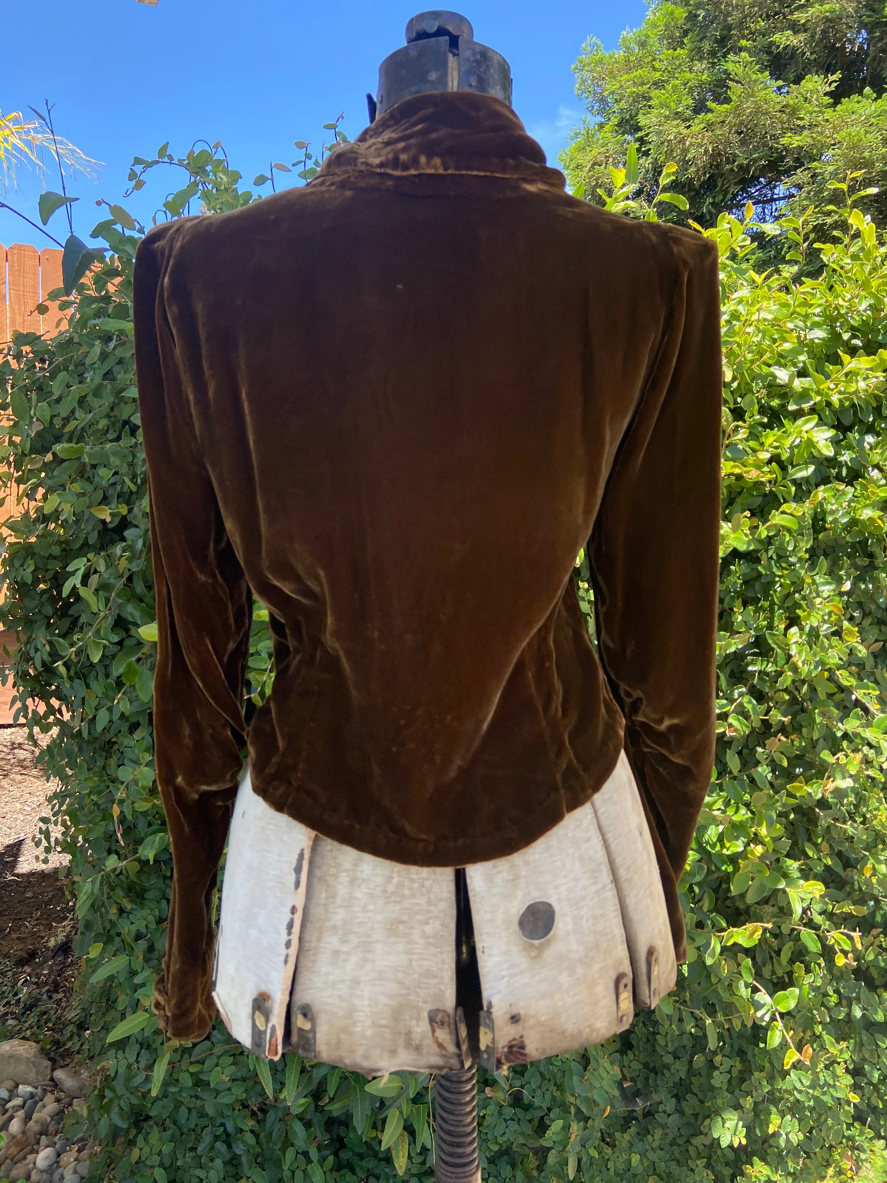 30s/40s Golden Brown Crushed Velvet Jacket