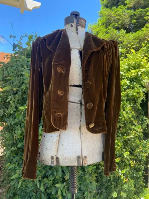 30s/40s Golden Brown Crushed Velvet Jacket