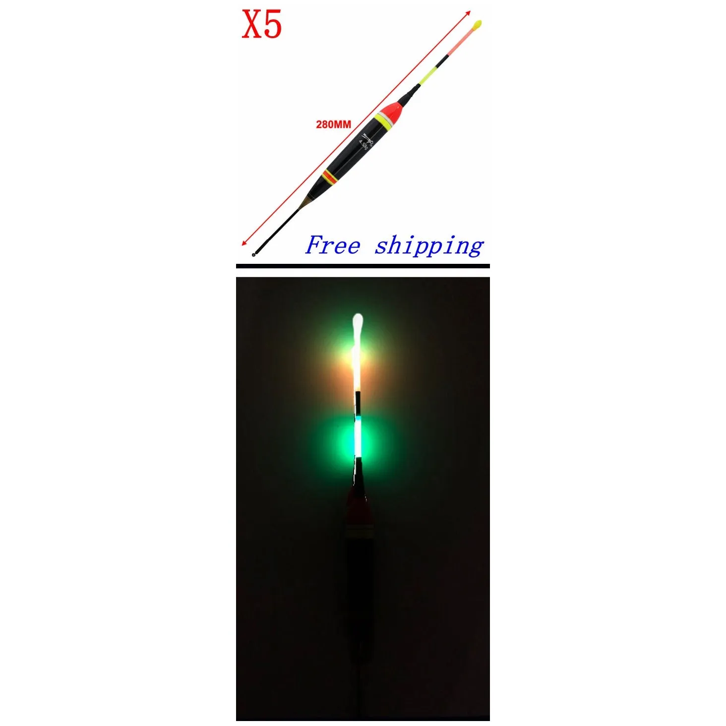 5 x Self Standing Electronic Night Luminous LED Float Fishing Tackle