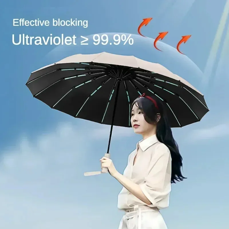 80-Bone Reinforced Windproof Automatic Folding Umbrella – Large Waterproof UV Sunshade for Men & Women