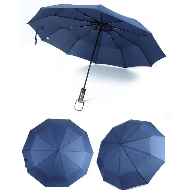 Automatic Umbrella Auto Open Close Compact Folding Anti Rain Windproof 10Ribs Au