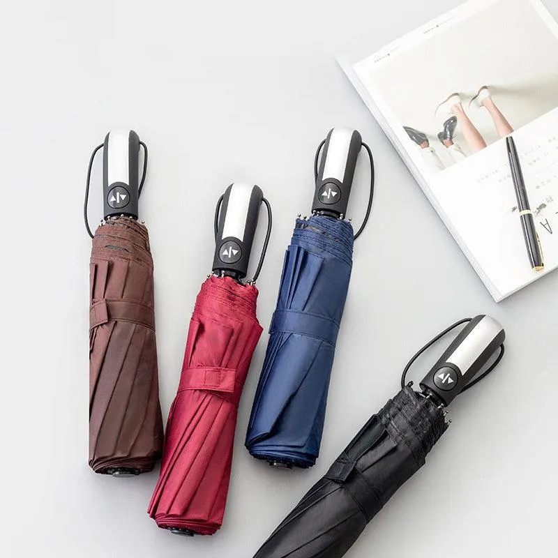 Automatic Umbrella Auto Open Close Compact Folding Anti Rain Windproof 10Ribs Au