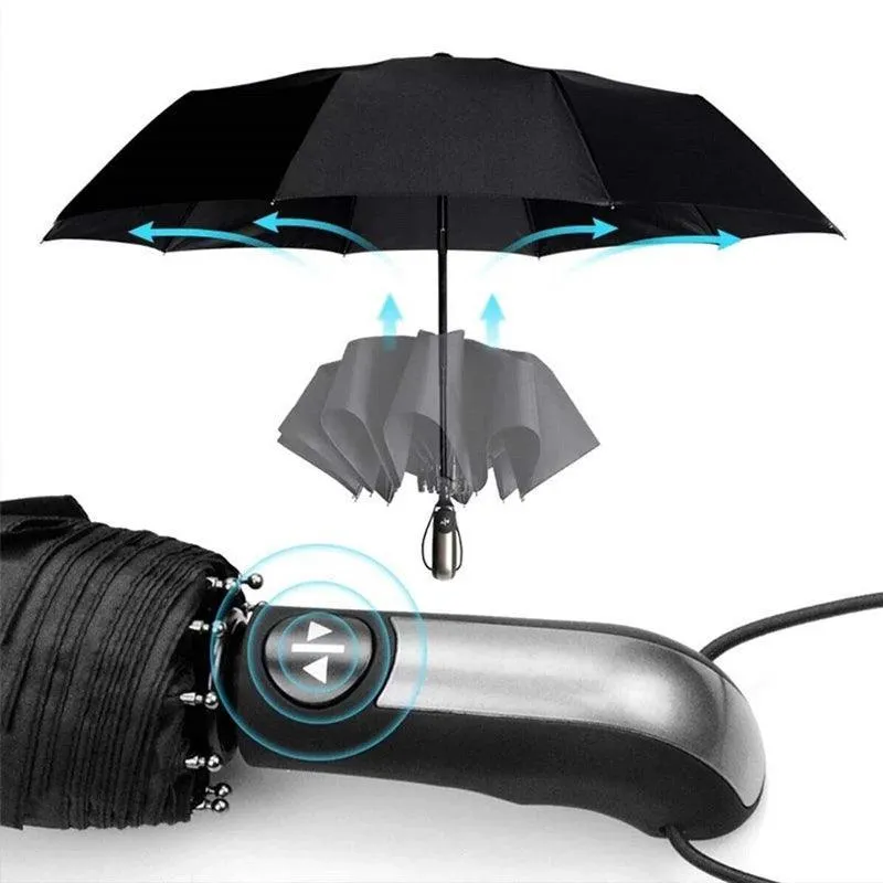 Automatic Umbrella Auto Open Close Compact Folding Anti Rain Windproof 10Ribs Au