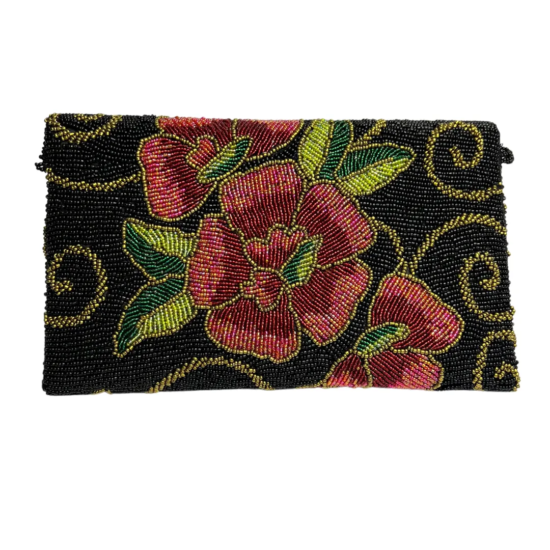 Black and Red Flowers Handmade Clutch - A Symphony of Elegance and Passion