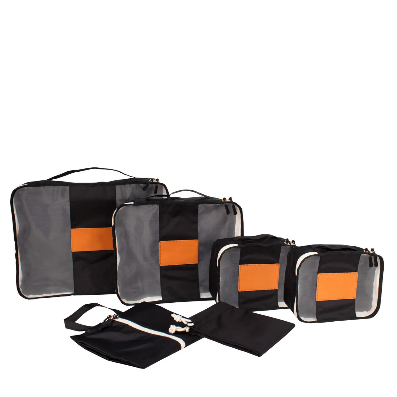 Black Mesh Packing Cubes - Set of 6