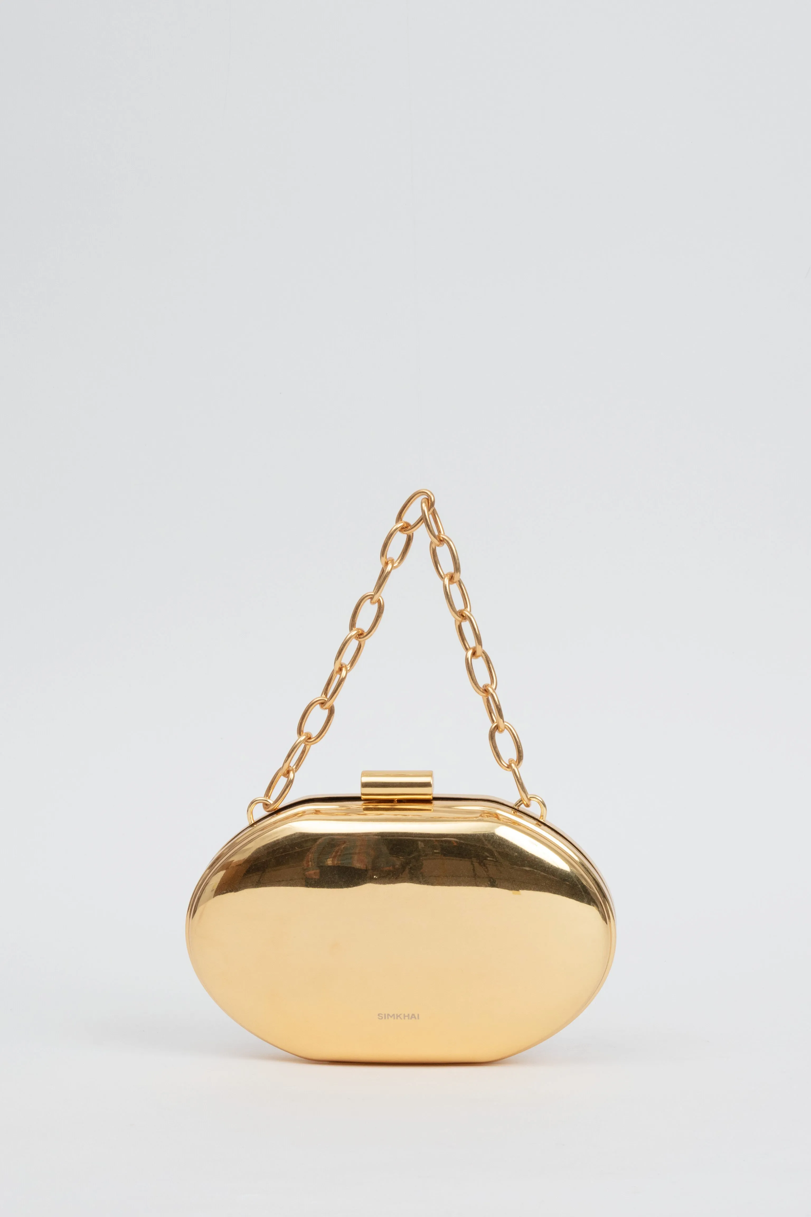 Brushed Gold Sol Metal Oval Clutch