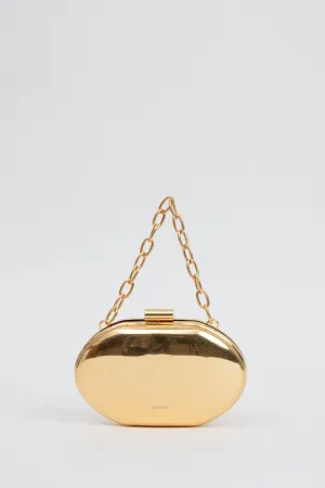 Brushed Gold Sol Metal Oval Clutch