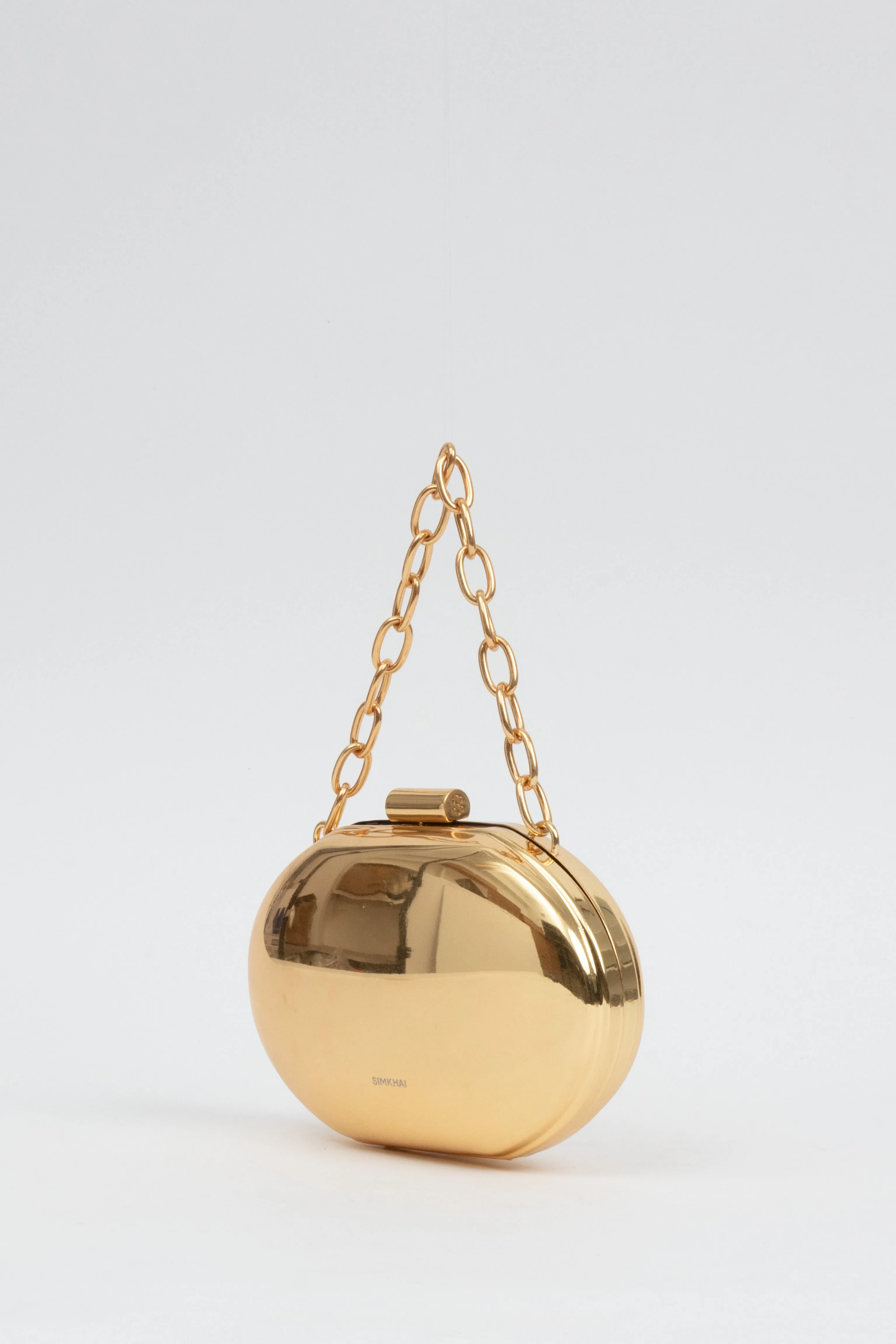 Brushed Gold Sol Metal Oval Clutch