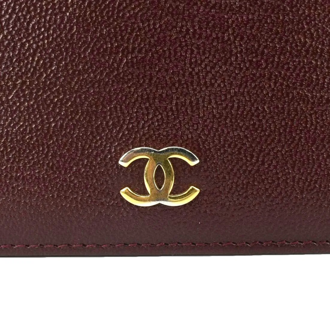 CHANEL Vintage L-Yen Leather Wallet Burgundy