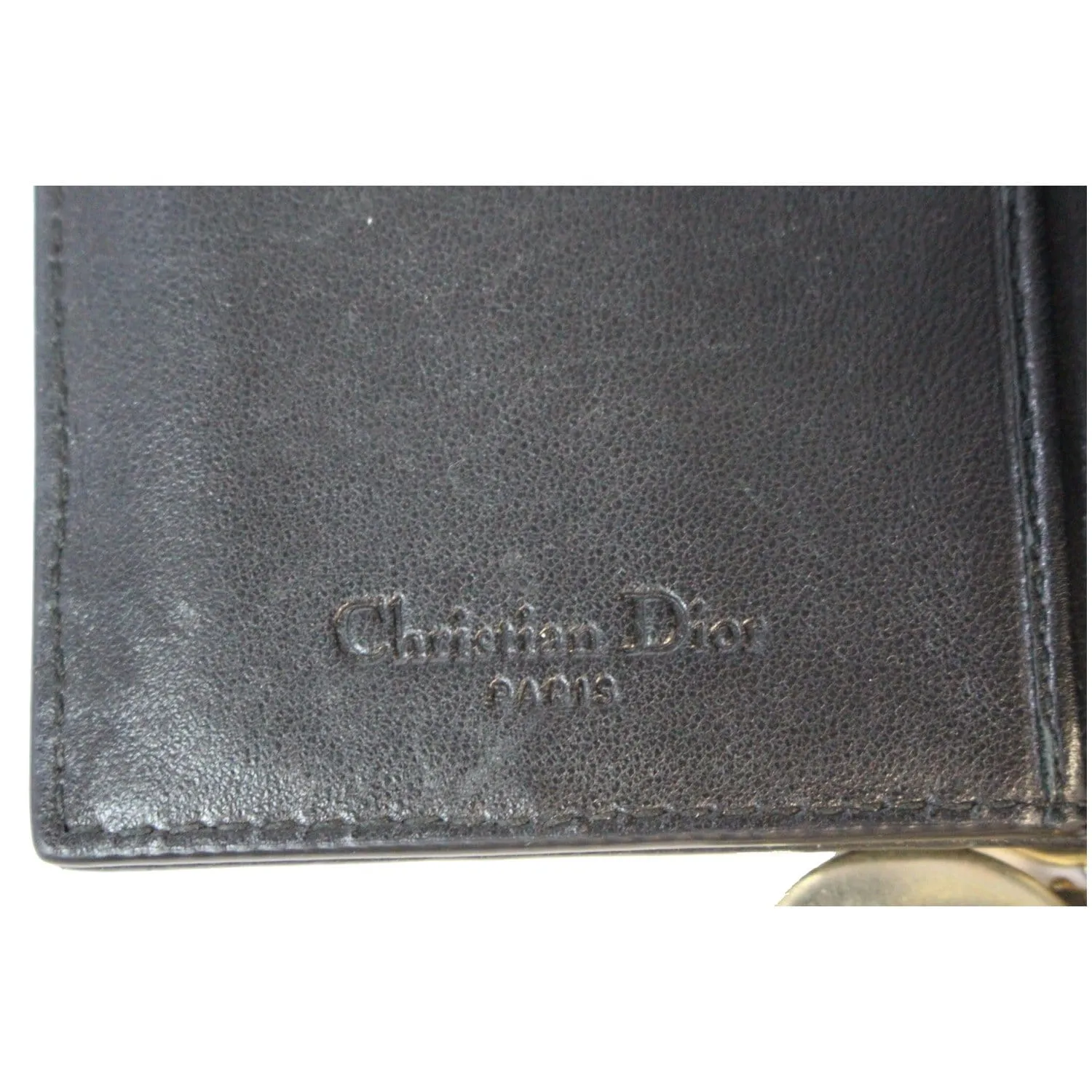 CHRISTIAN DIOR Mini Lady Dior Cannage Lambskin Compact Wallet Black