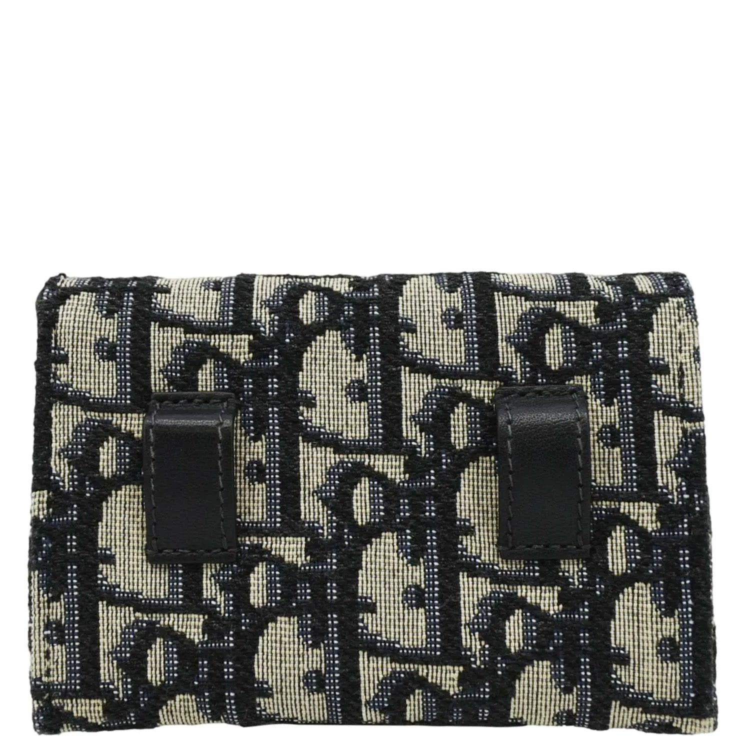 CHRISTIAN DIOR Nano Saddle Oblique Chain Wallet Navy Blue