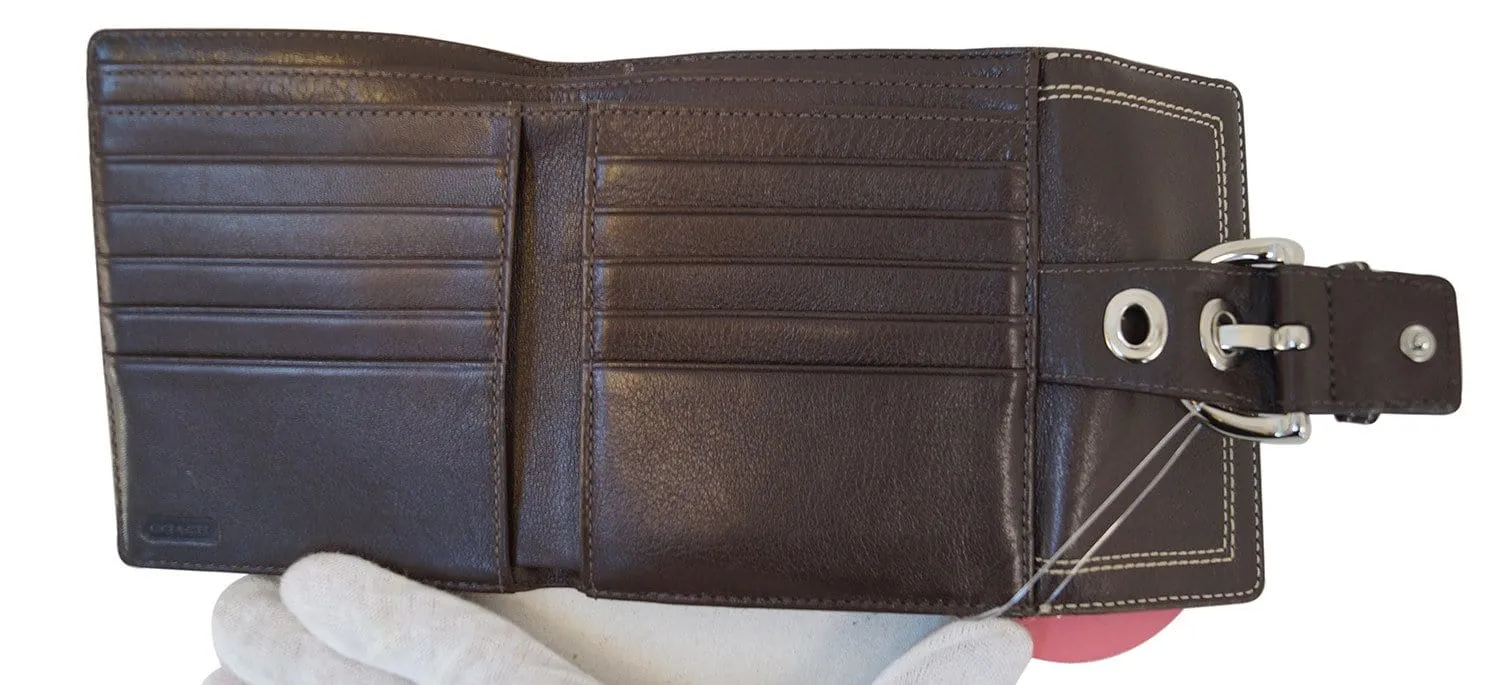 COACH Hamptons Soho Buckle Brown Leather Bifold Compact Wallet - Sale
