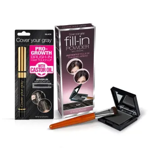 Cover Your Gray Fill in Powder with Pro Growth Castor Oil Brush-in Touchup 2-PC Set