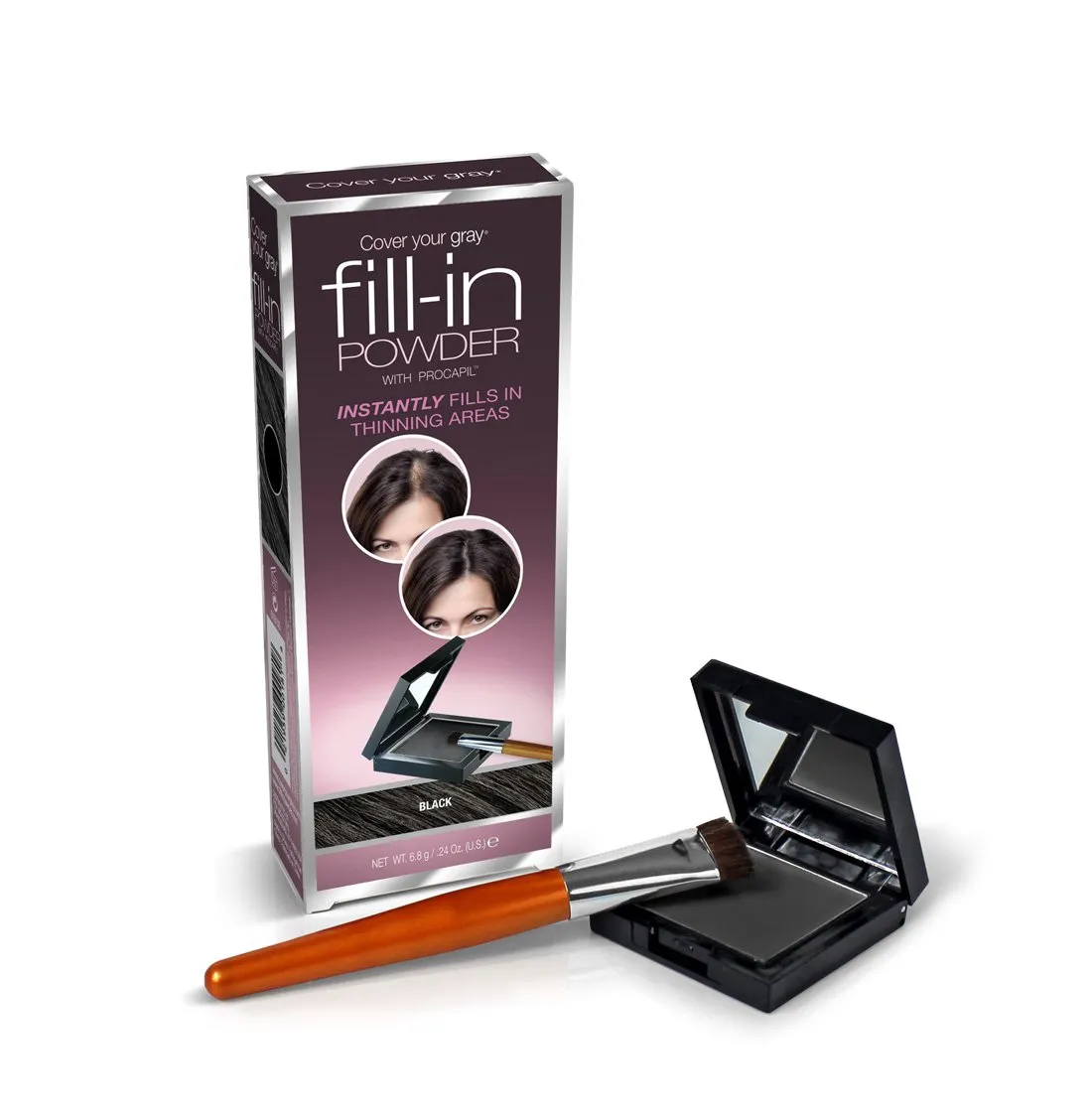 Cover Your Gray Fill in Powder with Pro Growth Castor Oil Brush-in Touchup 2-PC Set