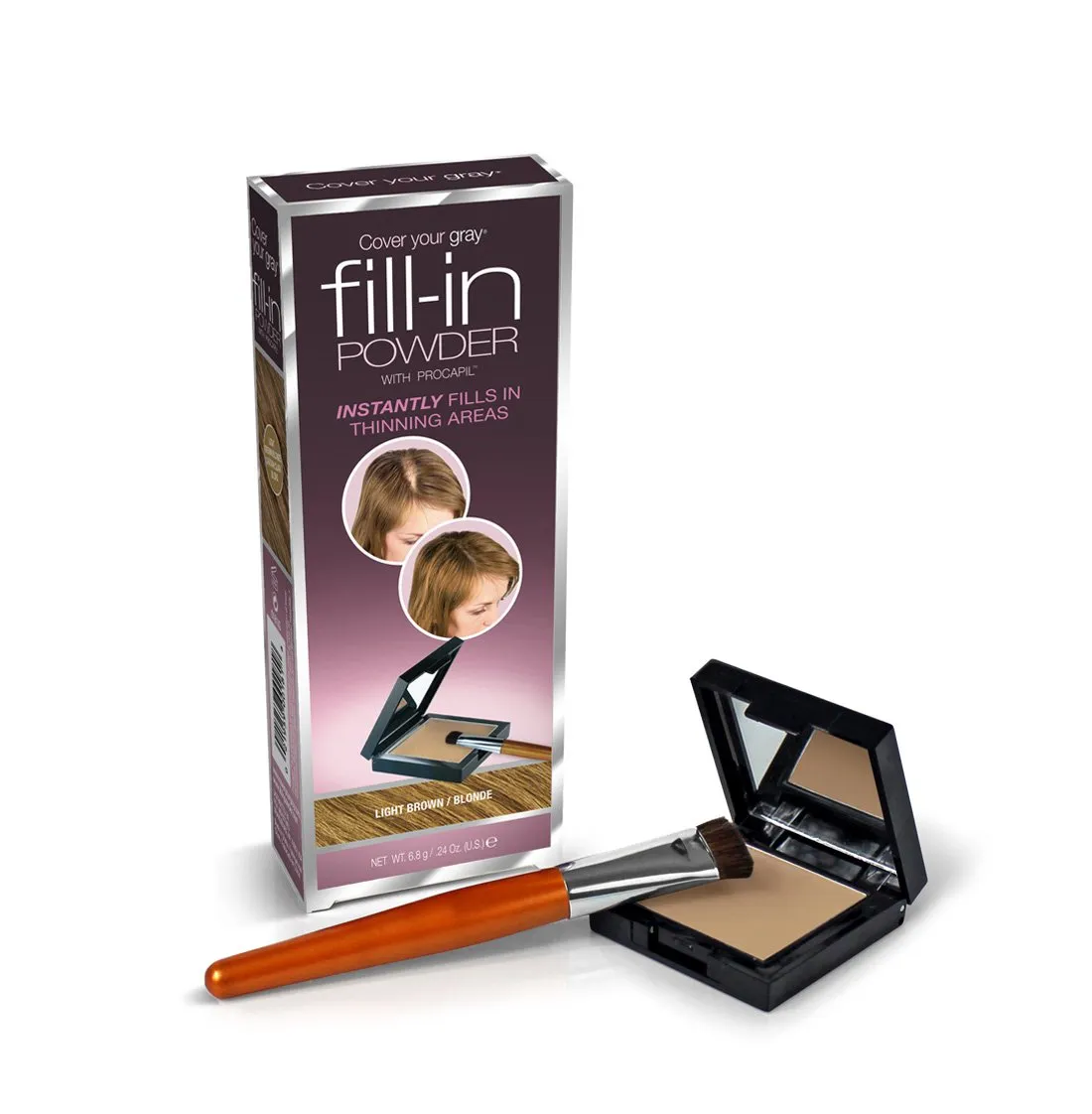 Cover Your Gray Fill in Powder with Pro Growth Castor Oil Brush-in Touchup 2-PC Set