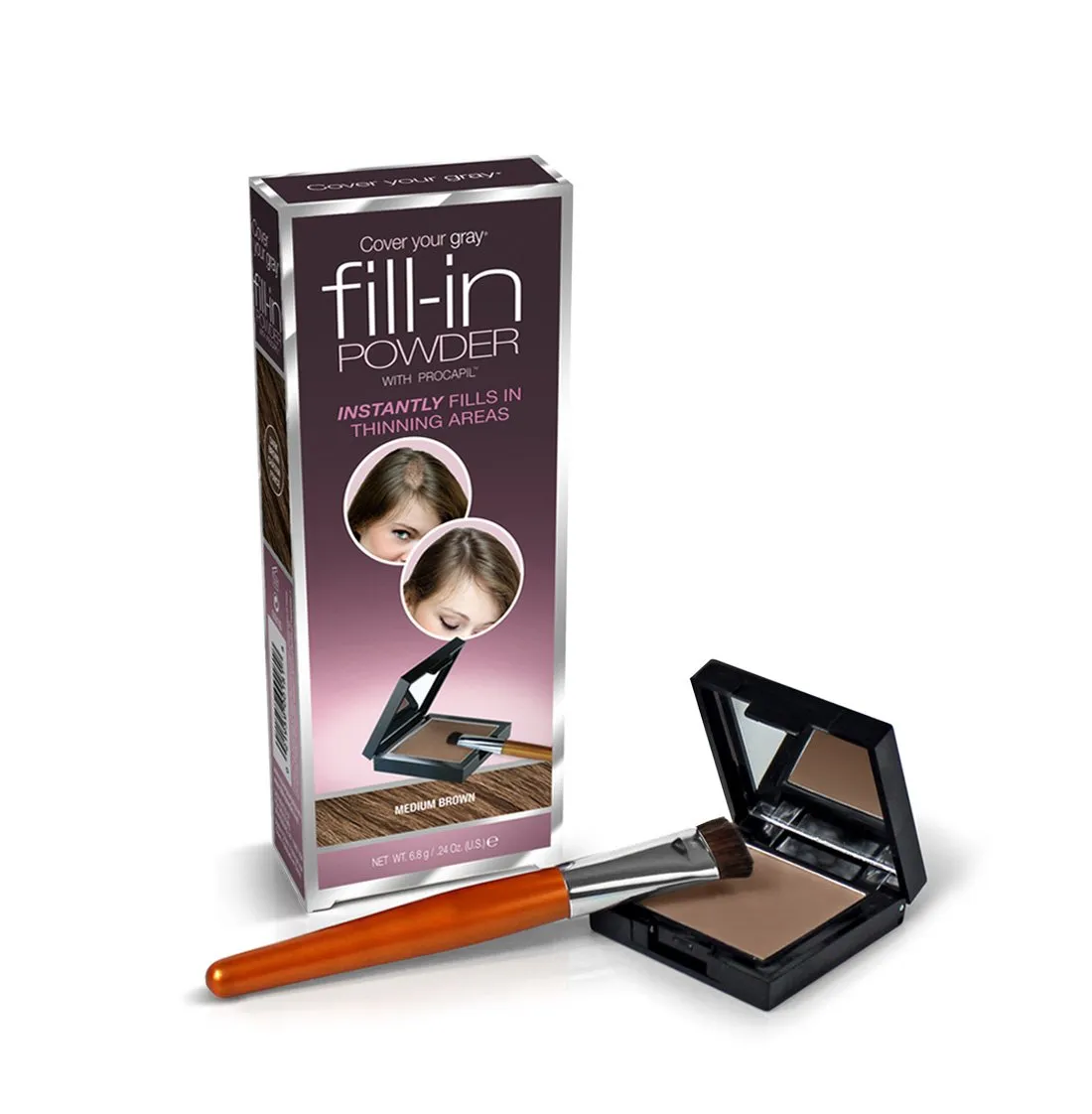 Cover Your Gray Fill in Powder with Pro Growth Castor Oil Brush-in Touchup 2-PC Set