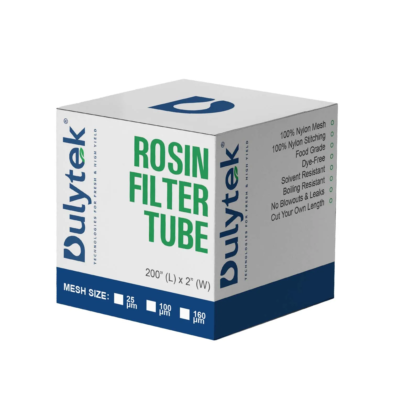 Dulytek® Premium Nylon Rosin Filter Tube, 2" x 200" Roll, Various Micron Mesh Sizes Available