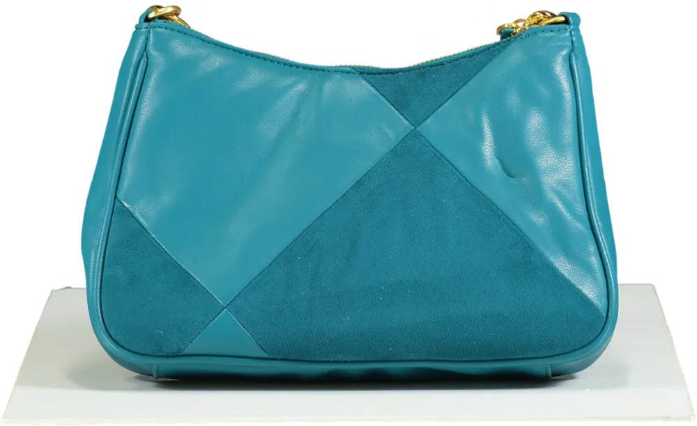 GAëLLE Paris Teal Patchwork Chain Shoulder Bag
