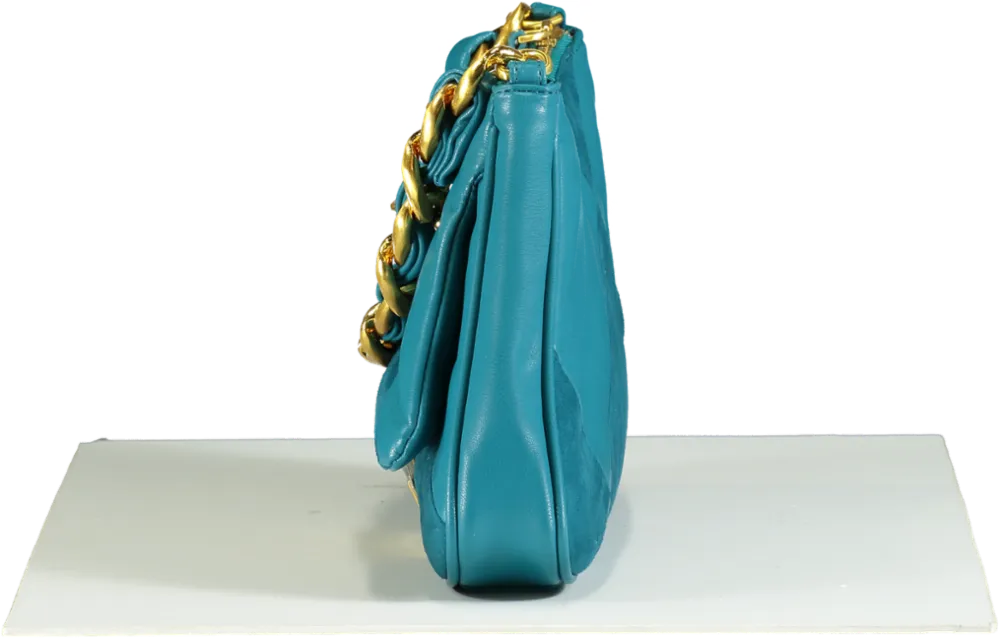 GAëLLE Paris Teal Patchwork Chain Shoulder Bag