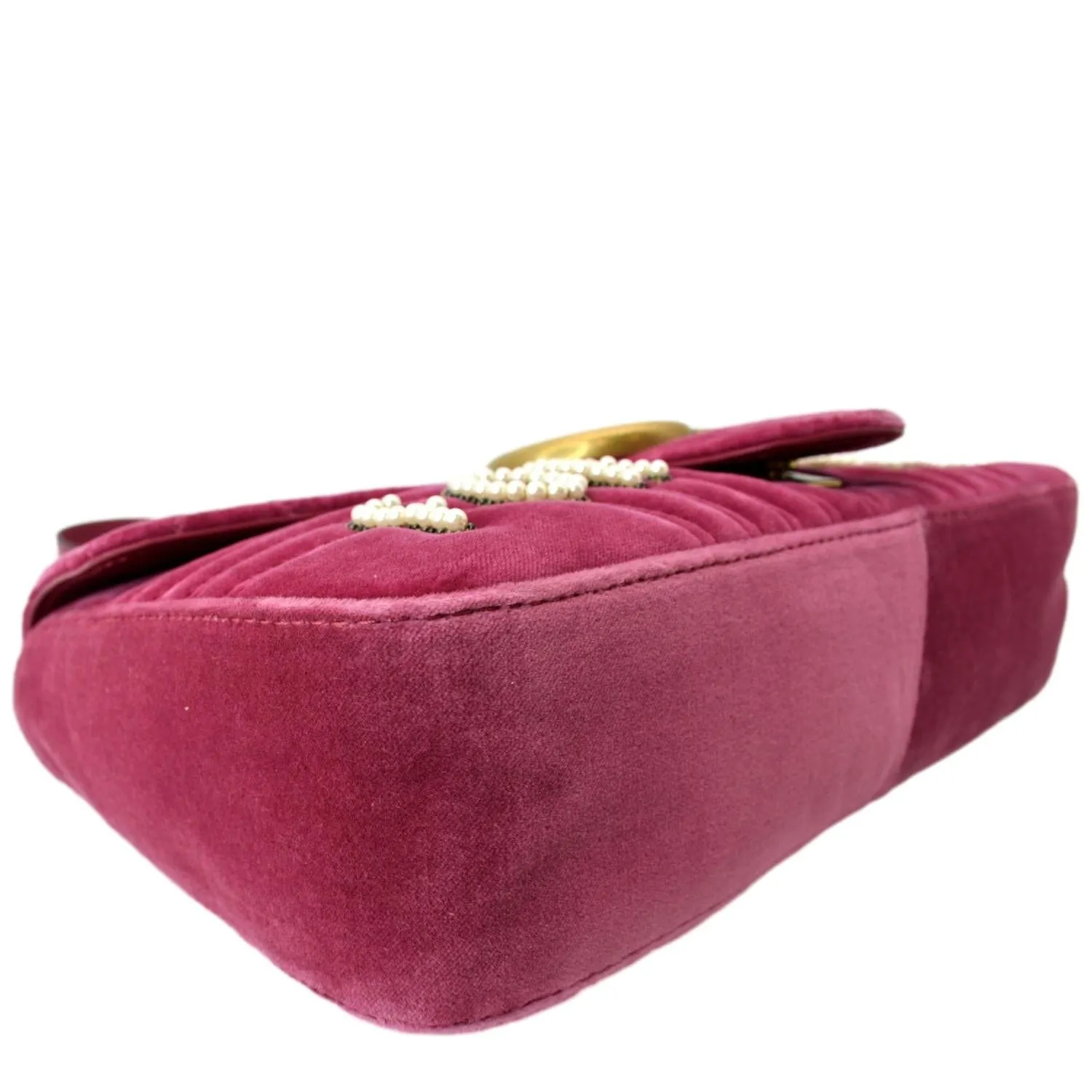 GUCCI Blind For Love Marmont Embroidered Velvet Shoulder Bag Red 443496