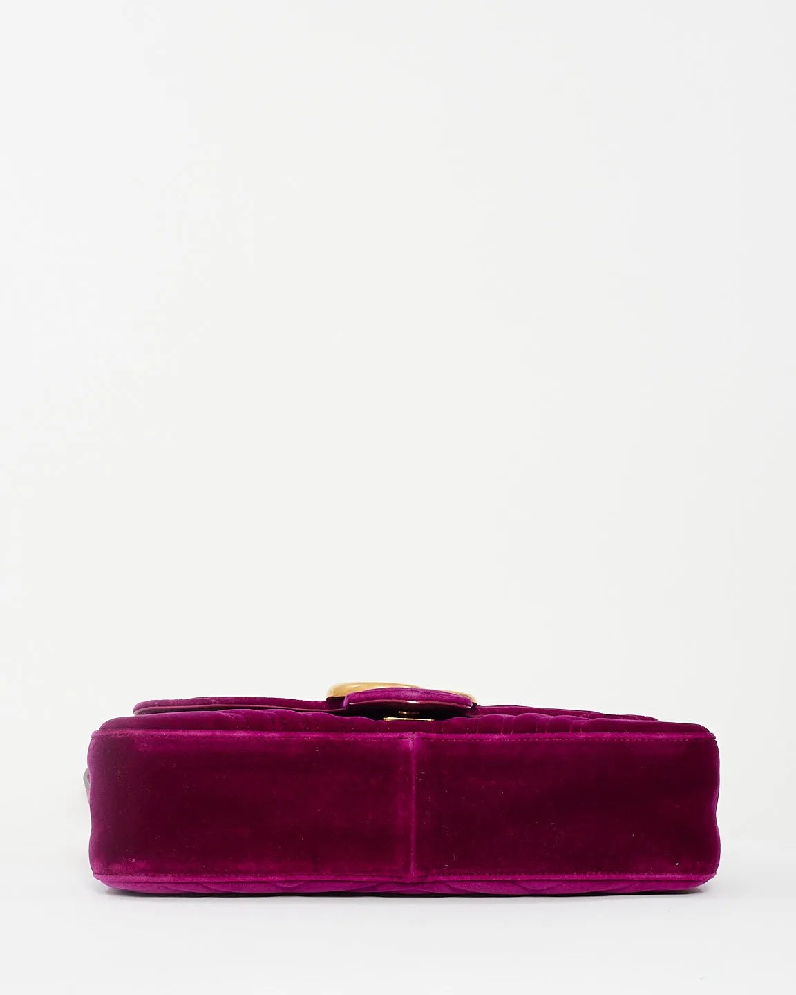 Gucci Fuchsia Matelassé Velvet Medium GG Marmont Shoulder Bag