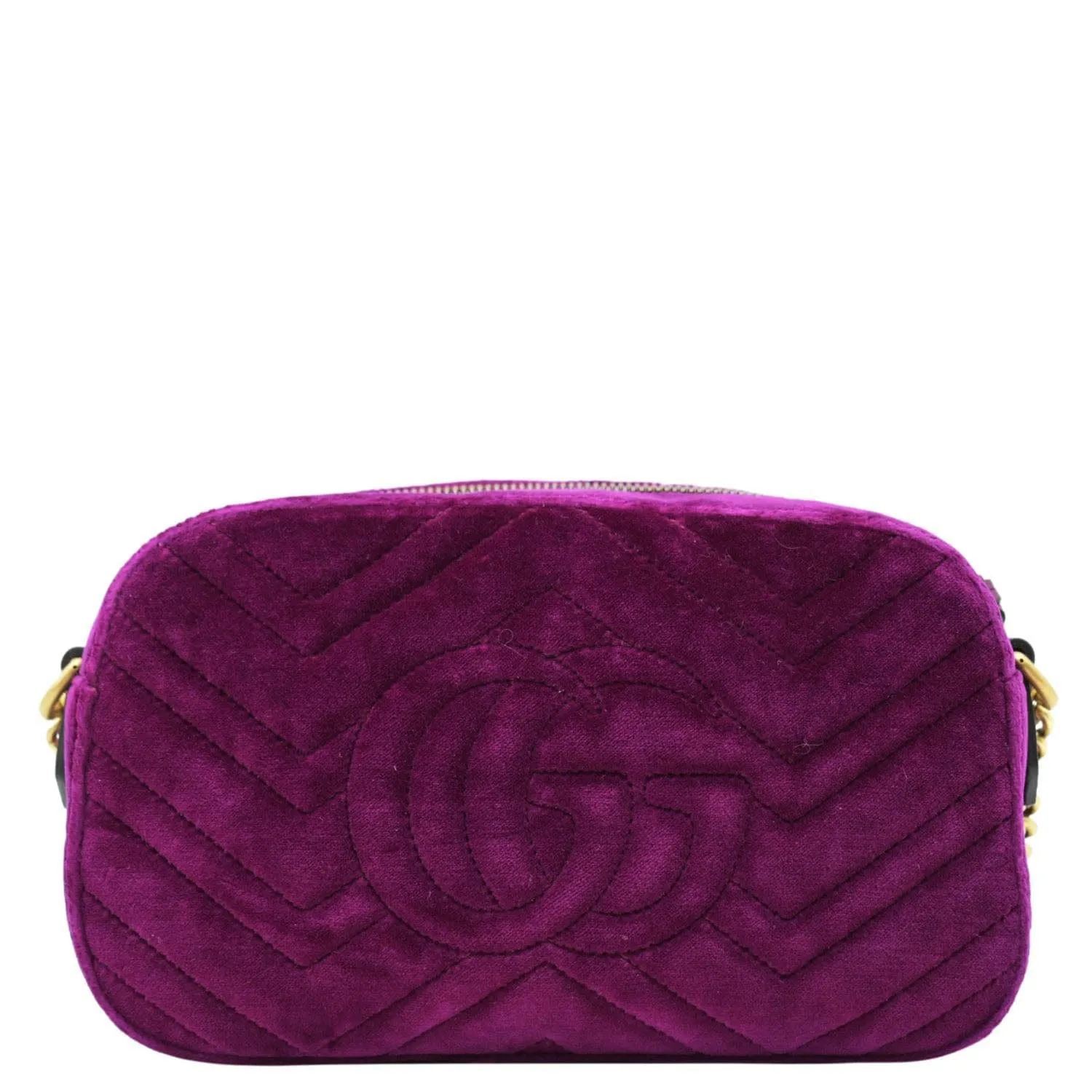 GUCCI GG Marmont Small Matelasse Velvet Chain Shoulder Bag Purple 447632