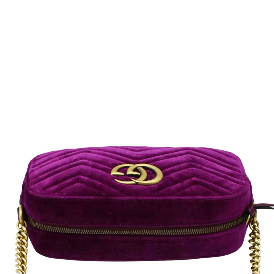 GUCCI GG Marmont Small Matelasse Velvet Chain Shoulder Bag Purple 447632