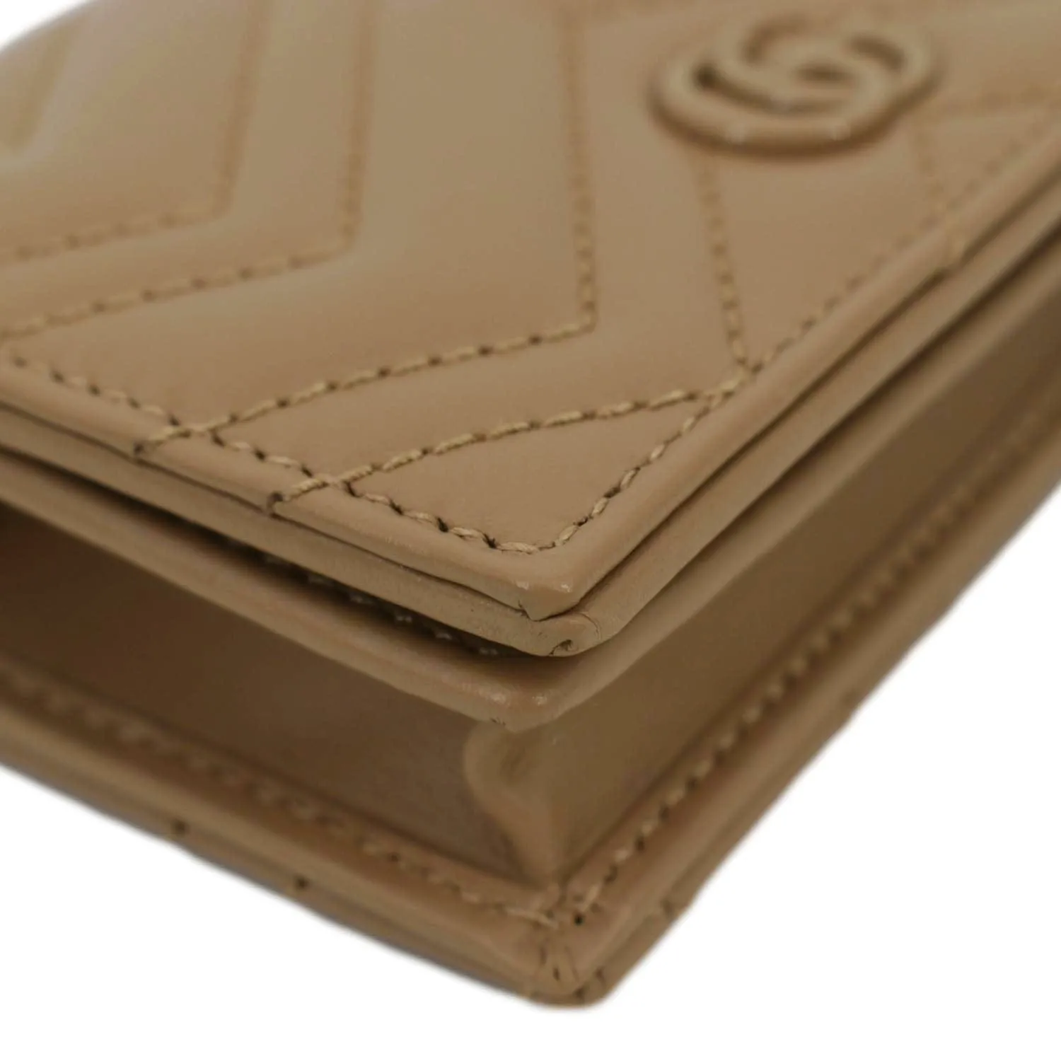 GUCCI Marmont GG Matelasse Leather Card Case Wallet Dusty Pink 466492