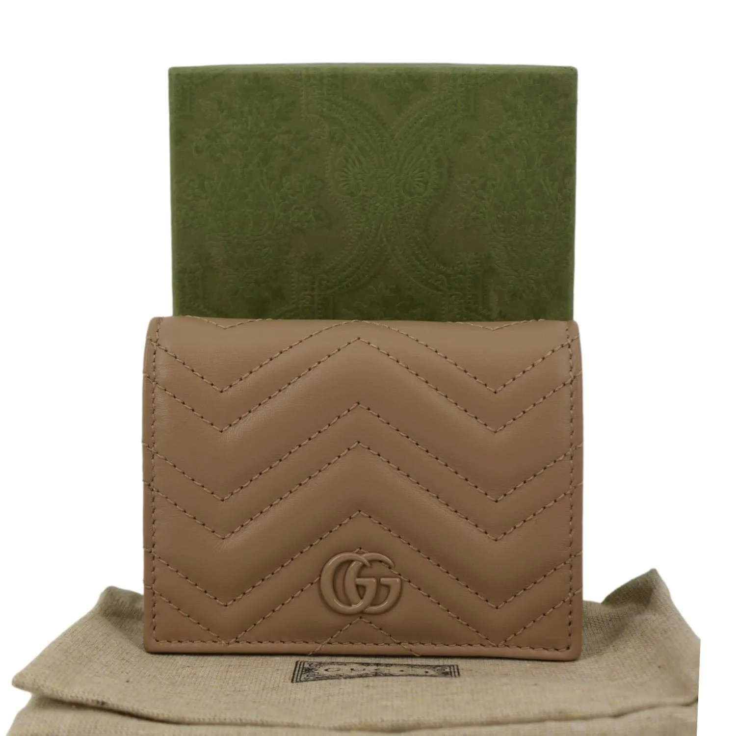 GUCCI Marmont GG Matelasse Leather Card Case Wallet Dusty Pink 466492