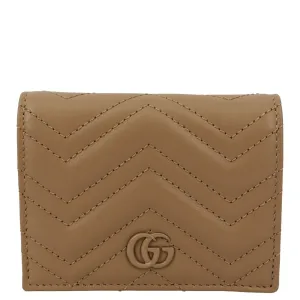 GUCCI Marmont GG Matelasse Leather Card Case Wallet Dusty Pink 466492