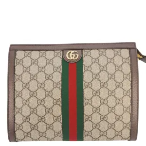 GUCCI Ophidia GG Supreme Canvas Zip Pouch Beige 625549