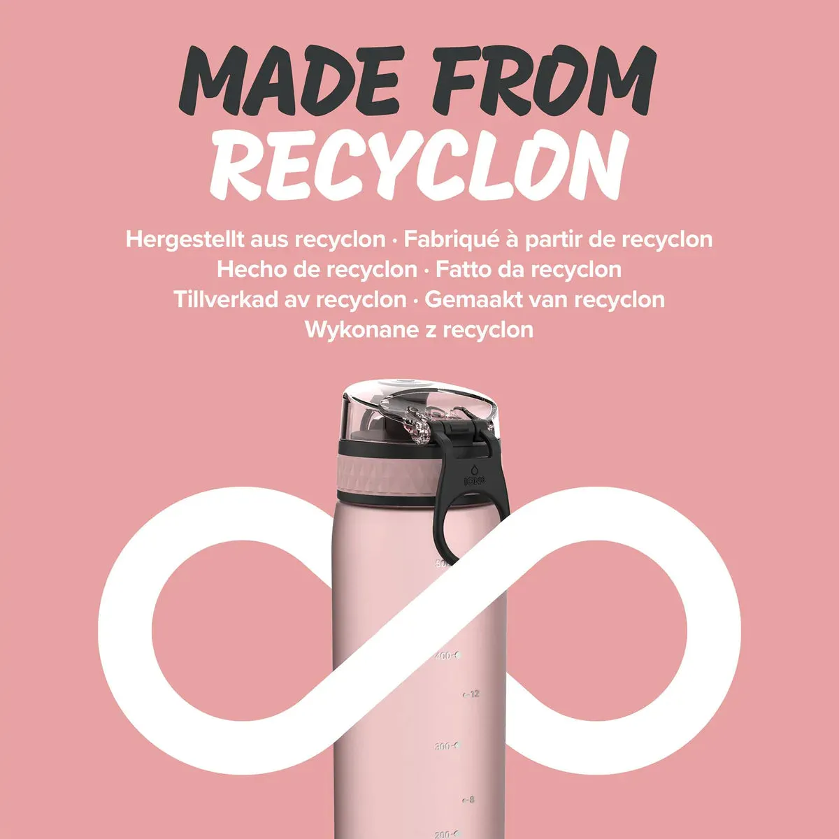 Ion8 Slim 600ml BPA Free, Water Bottle Rose