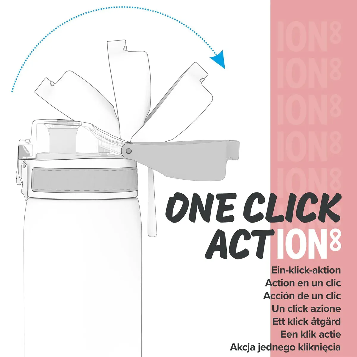 Ion8 Slim 600ml BPA Free, Water Bottle Rose