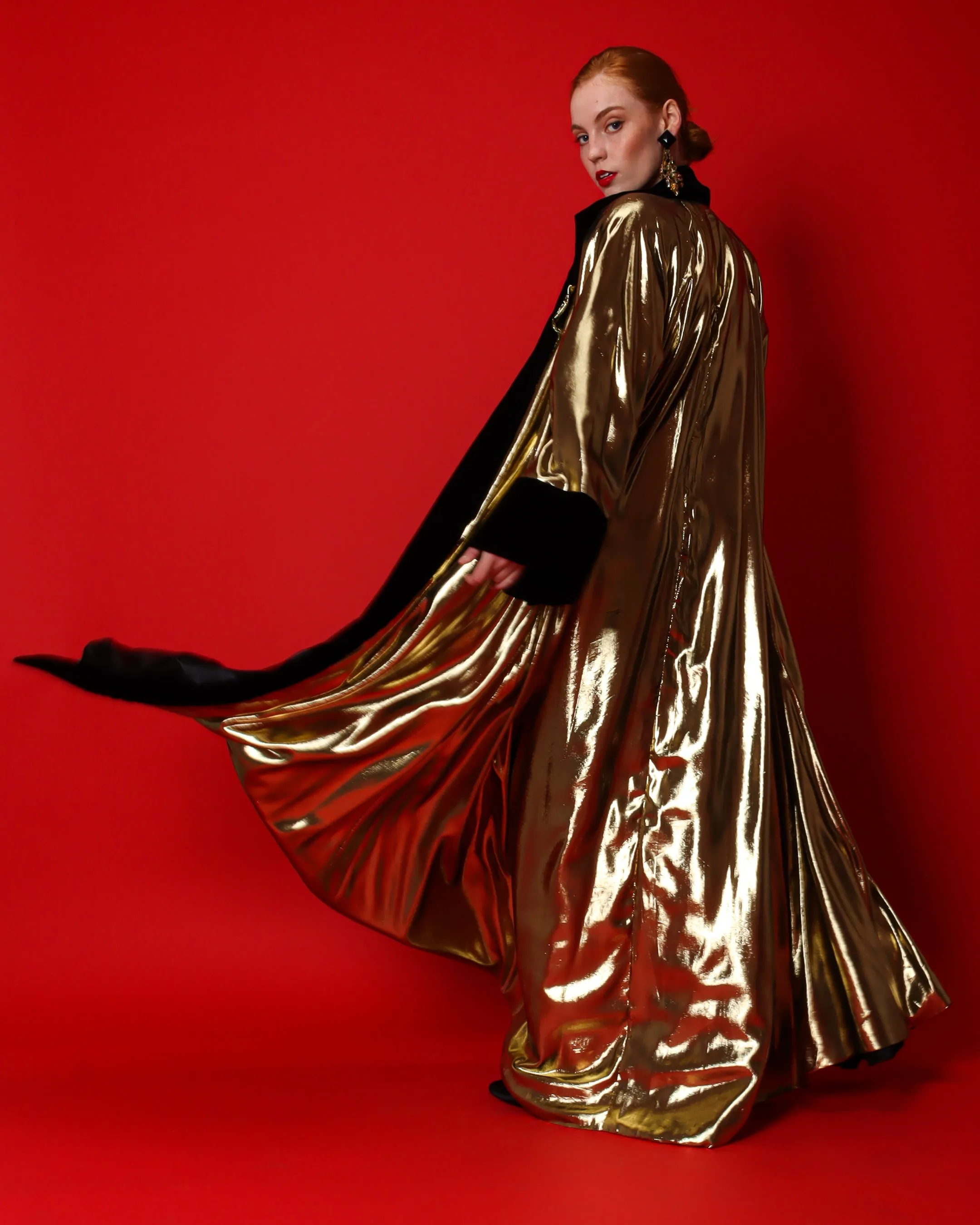 Lamé & Velvet Duster Overcoat