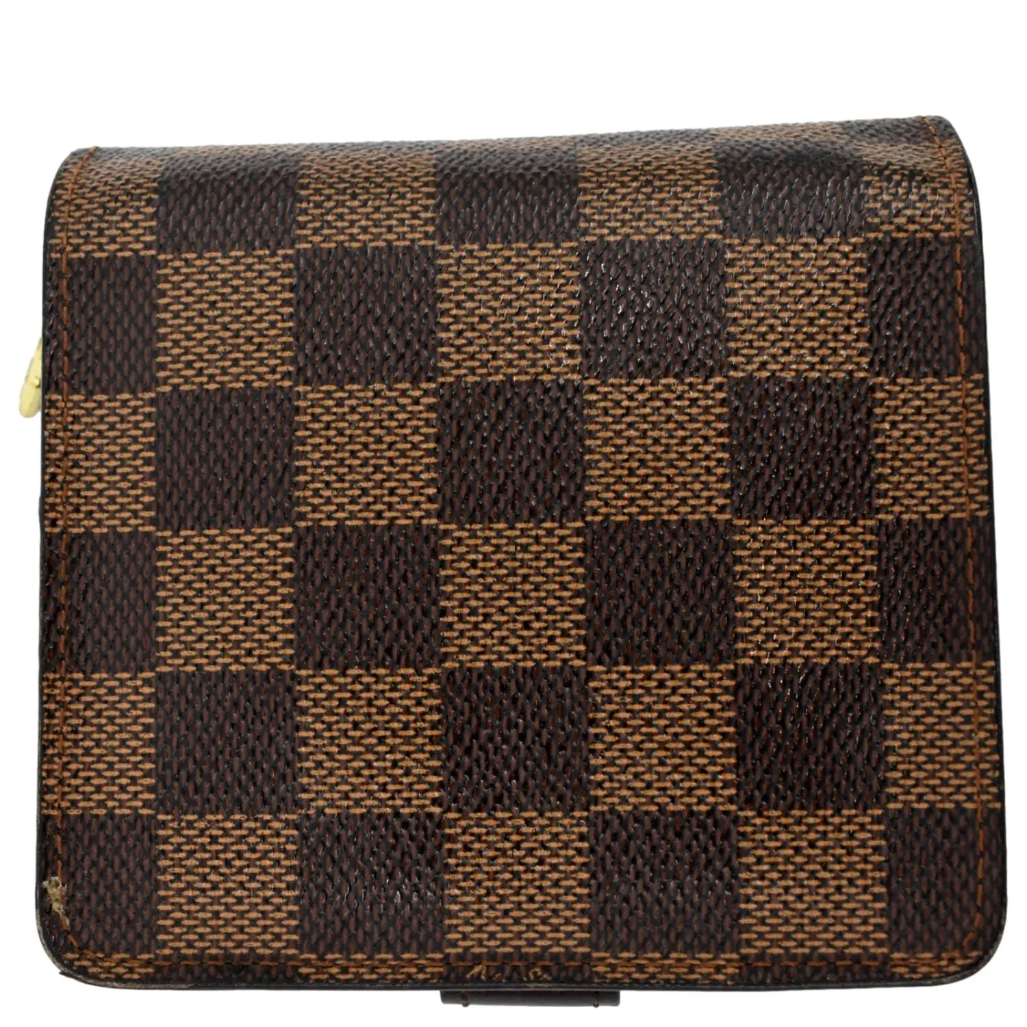 LOUIS VUITTON Bifold Compact Zip Damier Ebene Wallet Brown