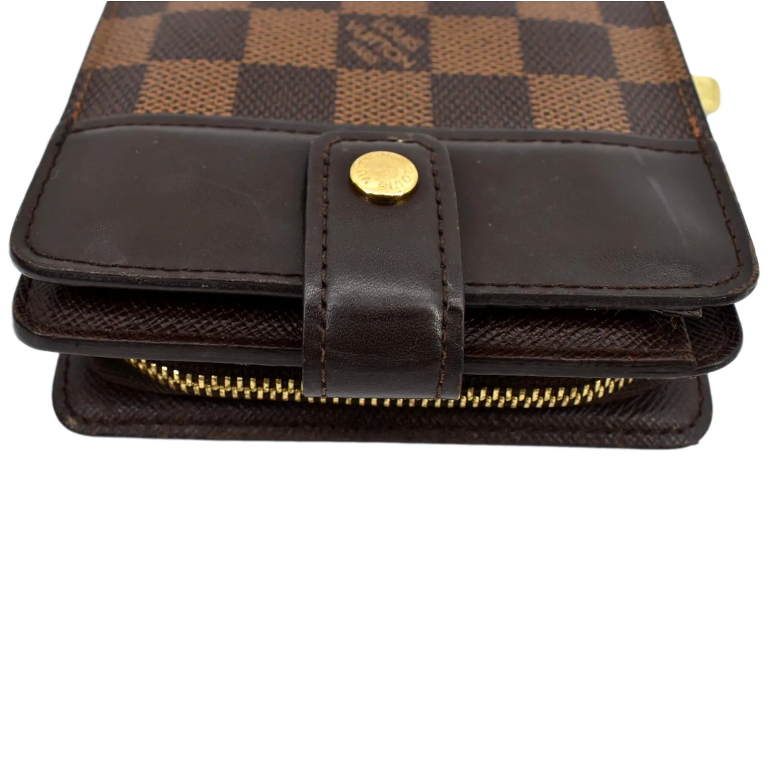 LOUIS VUITTON Bifold Compact Zip Damier Ebene Wallet Brown