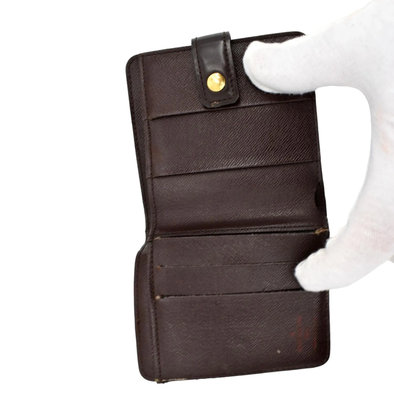LOUIS VUITTON Bifold Compact Zip Damier Ebene Wallet Brown