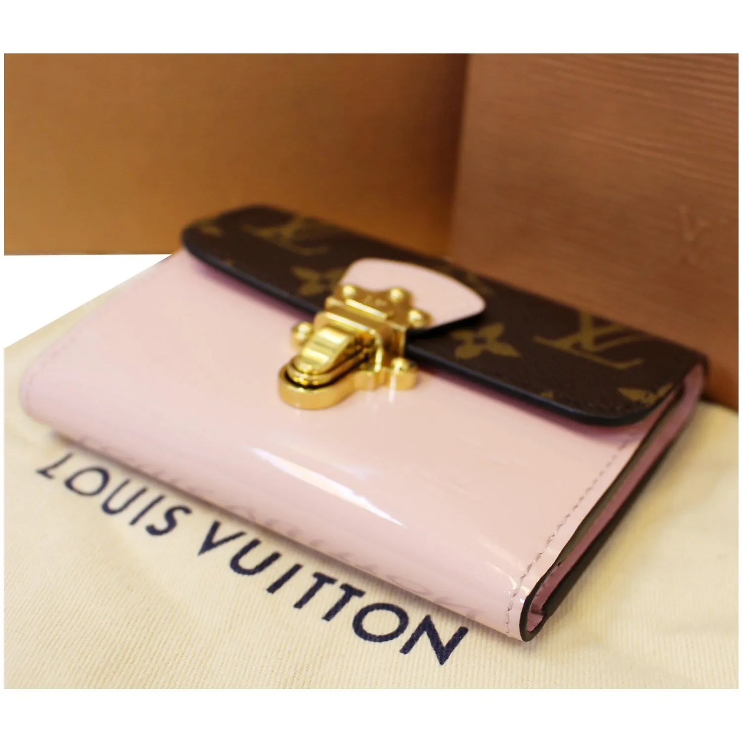 LOUIS VUITTON Cherrywood Compact Wallet Rose Ballerine