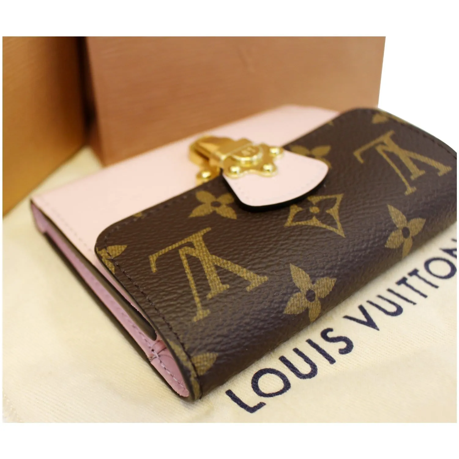LOUIS VUITTON Cherrywood Compact Wallet Rose Ballerine
