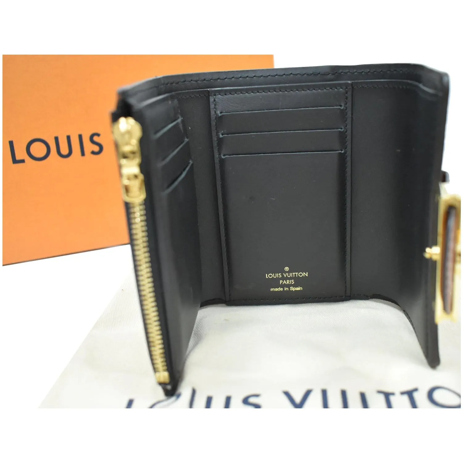 LOUIS VUITTON Dauphine Compact Monogram Reverse Canvas Wallet Brown