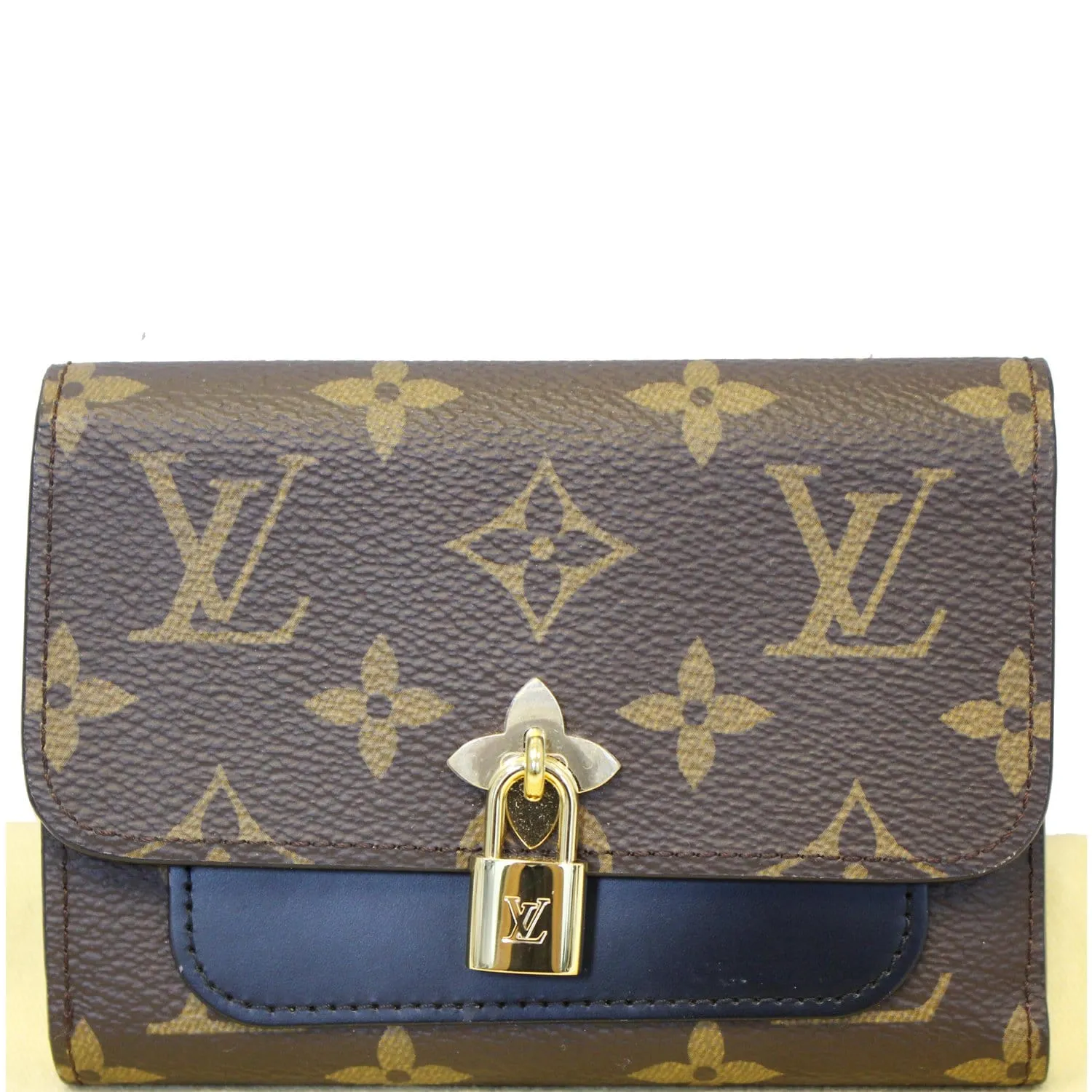 LOUIS VUITTON Flower Lock Monogram Canvas Compact Wallet Black