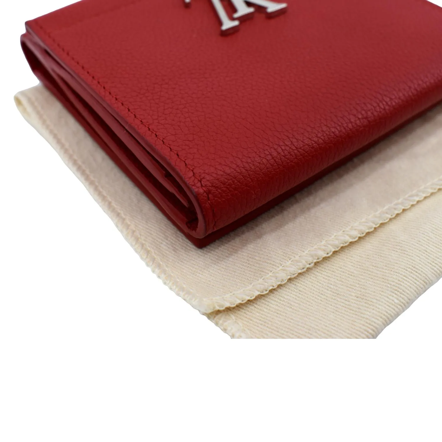 LOUIS VUITTON Lockme II Small Compact Calfskin Leather Wallet Red