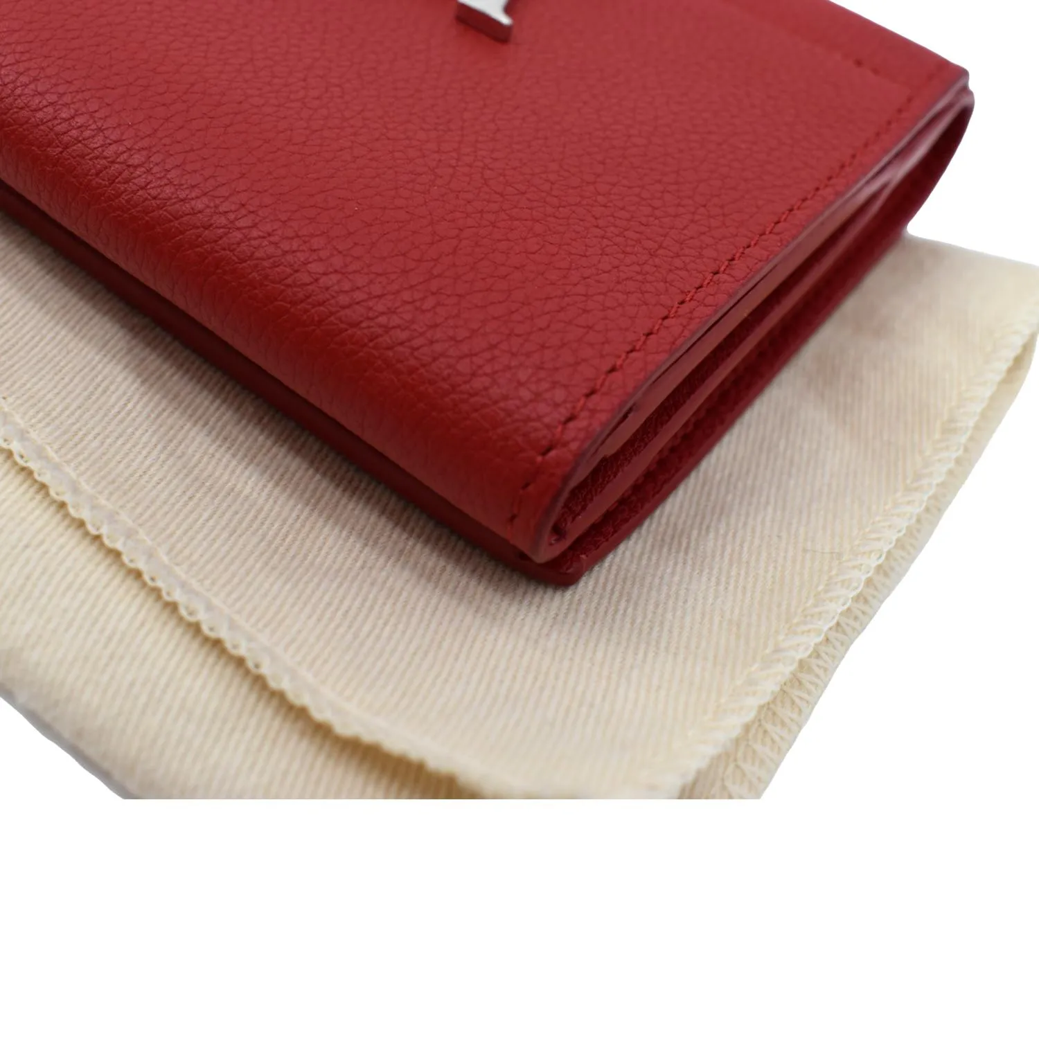 LOUIS VUITTON Lockme II Small Compact Calfskin Leather Wallet Red