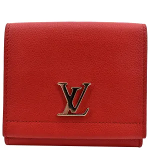 LOUIS VUITTON Lockme II Small Compact Calfskin Leather Wallet Red