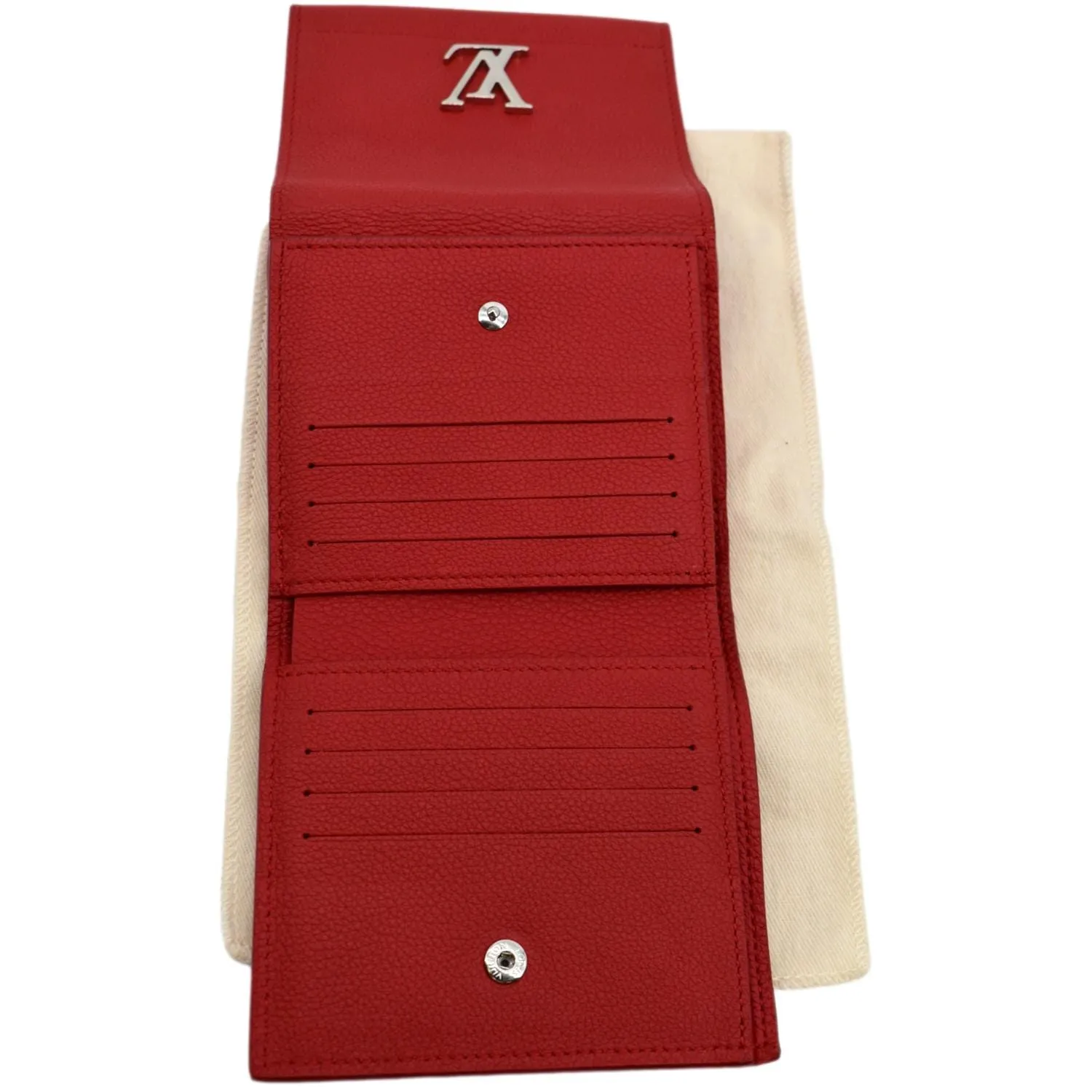 LOUIS VUITTON Lockme II Small Compact Calfskin Leather Wallet Red