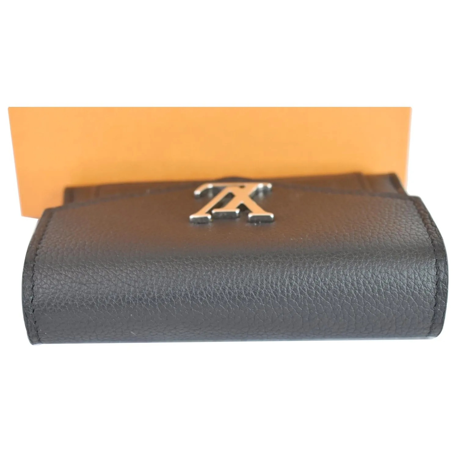 LOUIS VUITTON Mylockme Compact Leather Wallet Black
