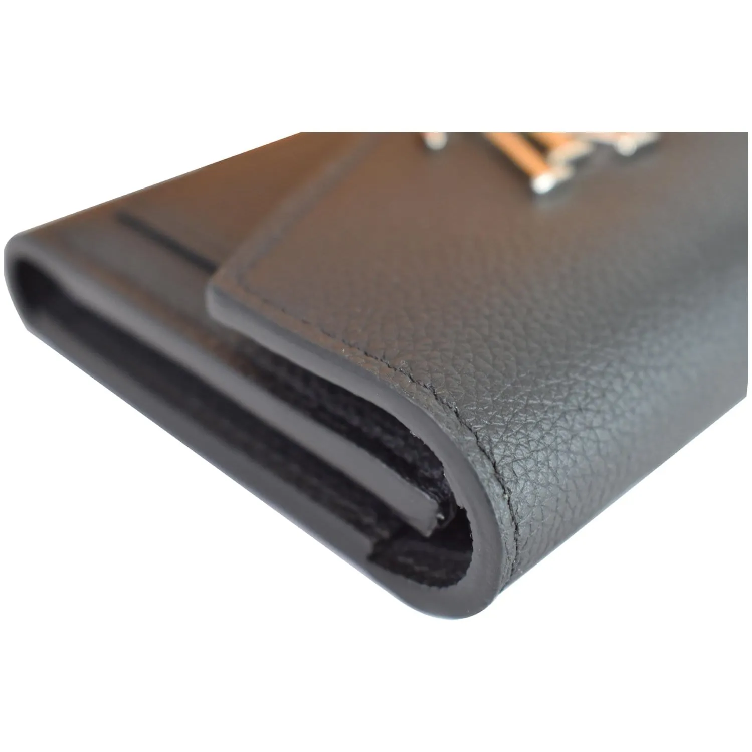 LOUIS VUITTON Mylockme Compact Leather Wallet Black
