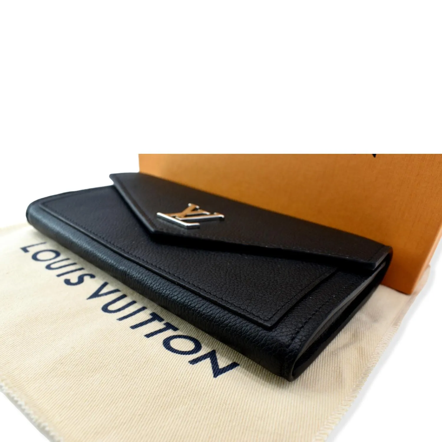 LOUIS VUITTON Mylockme Compact Leather Wallet Black