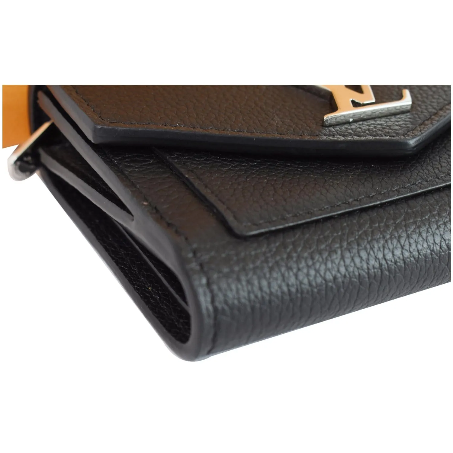 LOUIS VUITTON Mylockme Compact Leather Wallet Black